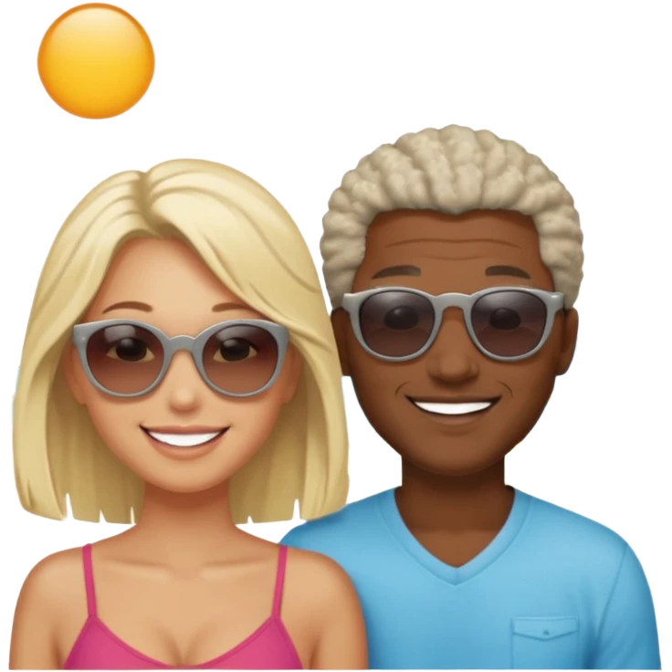 Black man salt n pepper hair smiling with blonde in love on beach emoji