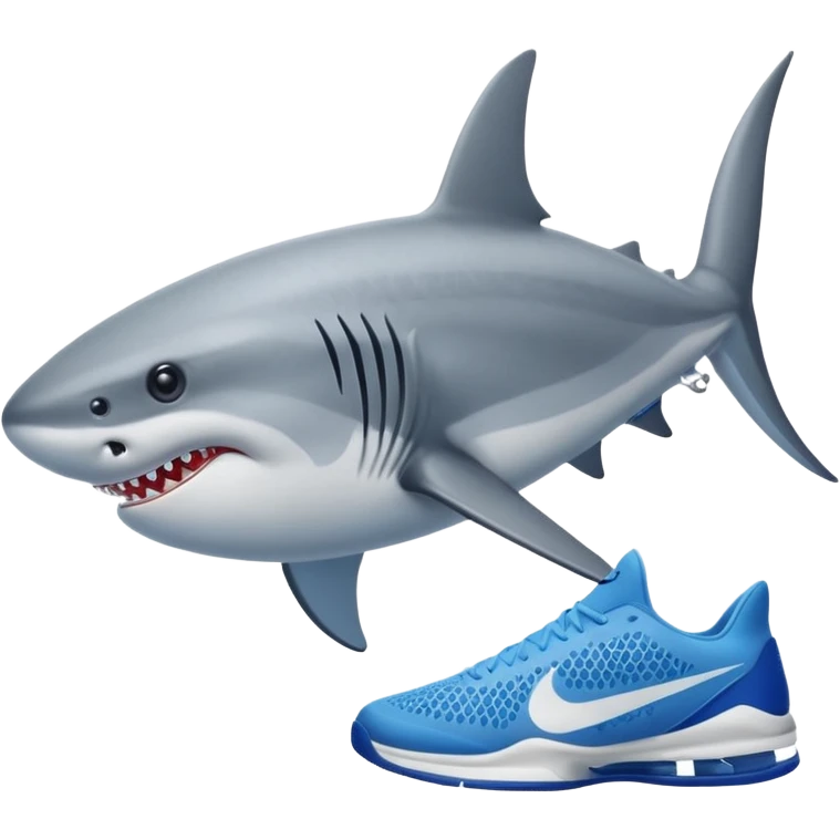 Tiburón con 3 patas y tenis Nike azules emoji