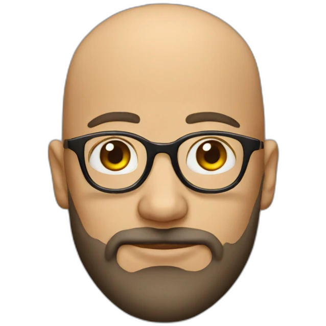 Bald man with beard and optical glasses emoji