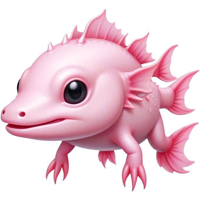 Cinematic Noble Axolotl Portrait Emoji, Poised and regal, with a slender, graceful build and smooth, pale pink skin adorned with feathery external gills, deep-set soulful dark eyes, Simplified yet sharp and sophisticated features, highly detailed, glowing with a soft, ethereal glow, high shine, intelligent and enigmatic, stylized with an air of aquatic elegance, focused and attentive, soft glowing outline, capturing the essence of a watchful and mystical creature, so majestic it feels as though it could glide out of the screen with effortless authority! emoji