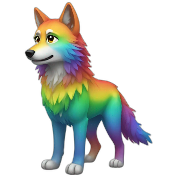 Rainbow Wolf Full Body emoji