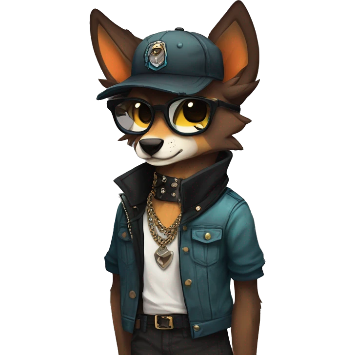 cool edgy animal fursona by griffsnuff & LiLaiRa & Falvie with badass colors and a collar full body emoji
