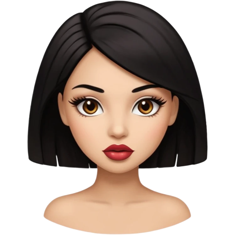 Glamourous, light brown skin tone, very beautiful woman, with big plump lips, long long lashes, black hair shave head, brown eyes emoji