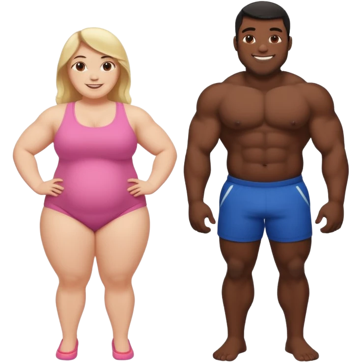 Fat white girl muscular black man  emoji