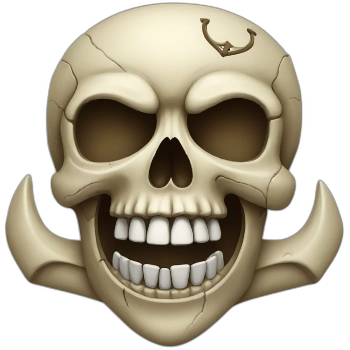 Skull with anchor between teeths emoji