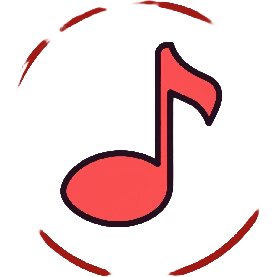 single musical note on white circle emoji
