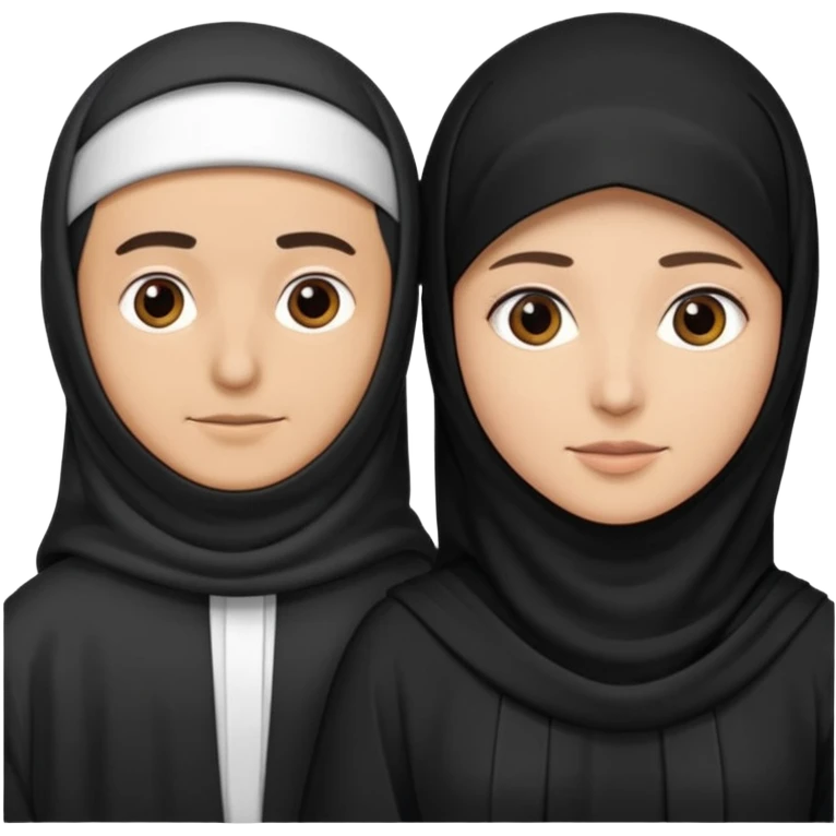 muslim couple, man in thobe woman in burka emoji