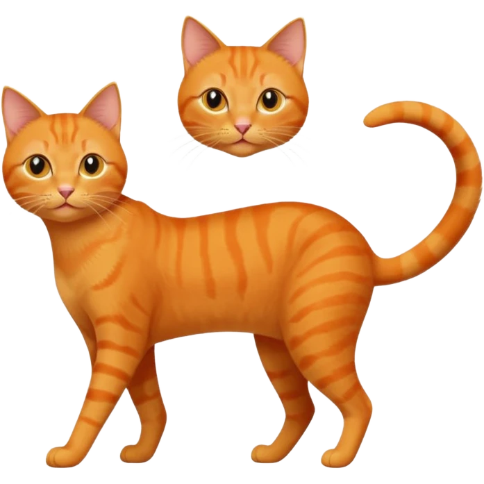 full body solid orange domestic shorthair slim cat with yellow/orange eyes playing emoji