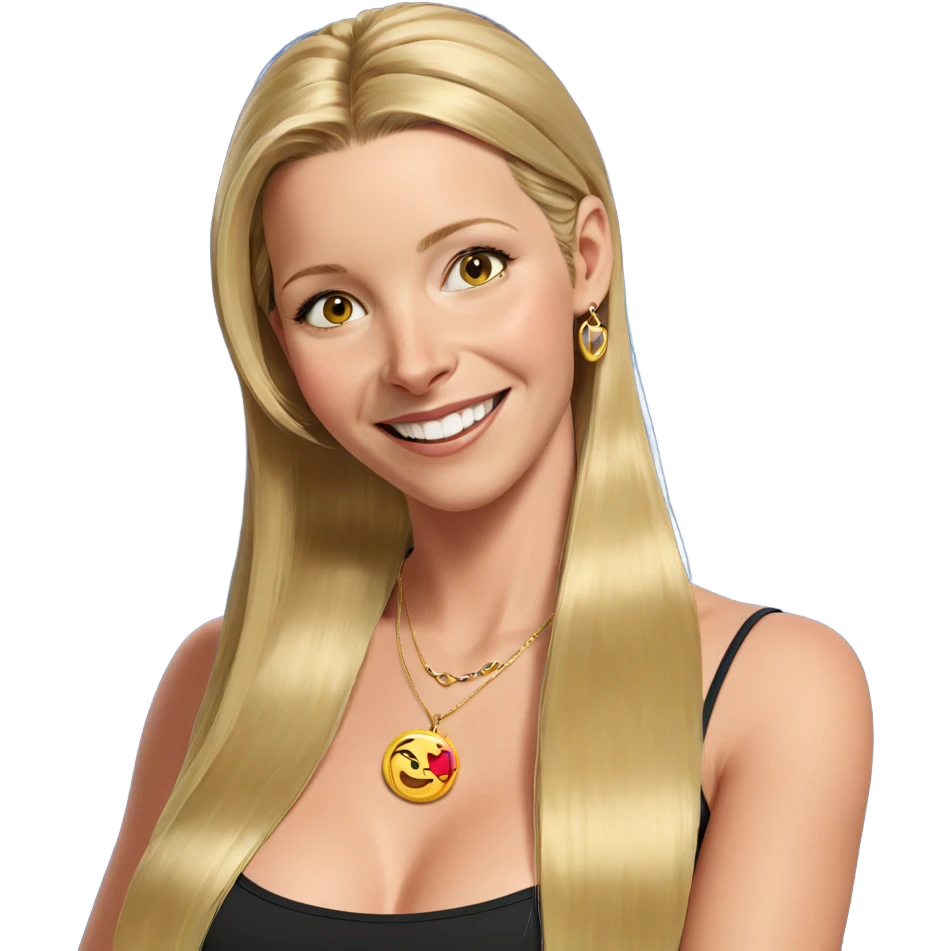 blonde girl smiling with necklace emoji