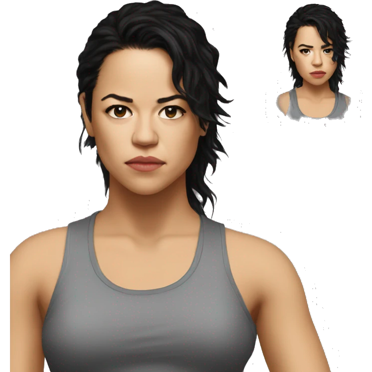 michelle rodriguez serious wearing tee emoji
