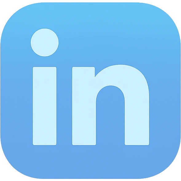 LinkedIn logo in blue, with a subtle gradient, rounded corners emoji