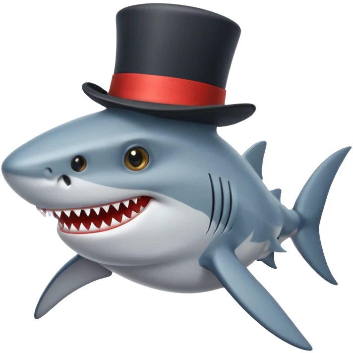 Shark with a top hat emoji