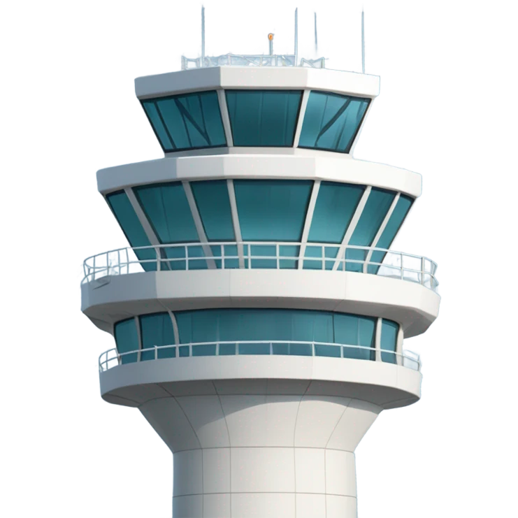 air traffic control tower, full size, modern, realistic emoji