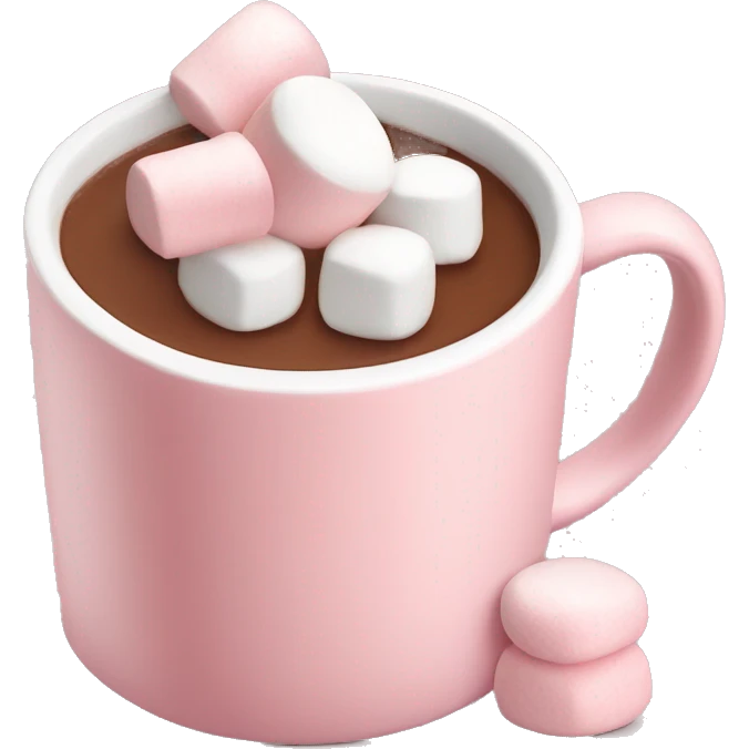 Light Pink mug of hot chocolate with marshmallows  emoji
