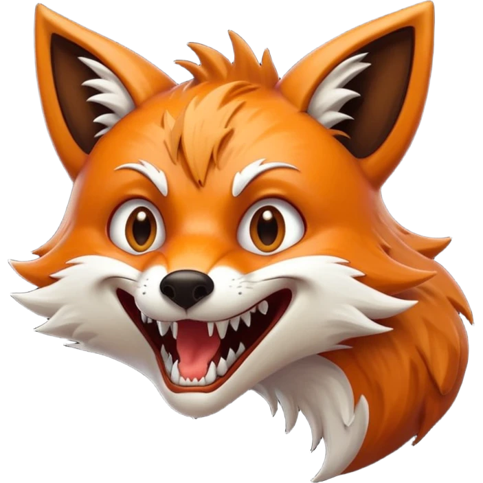 Monster Fox open scary mouth, scary teeth, side view emoji