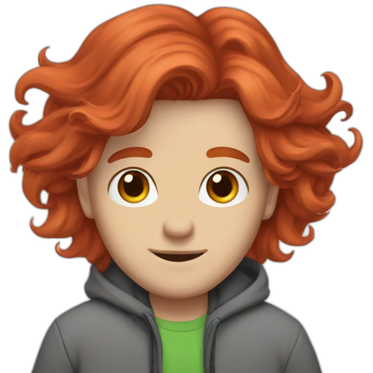 red hair guy white wavy hair moletom emoji