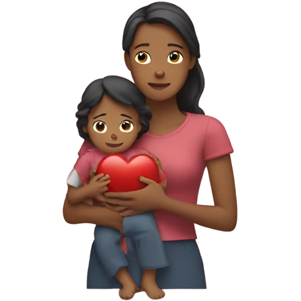 Mother holds her heart in her arm emoji