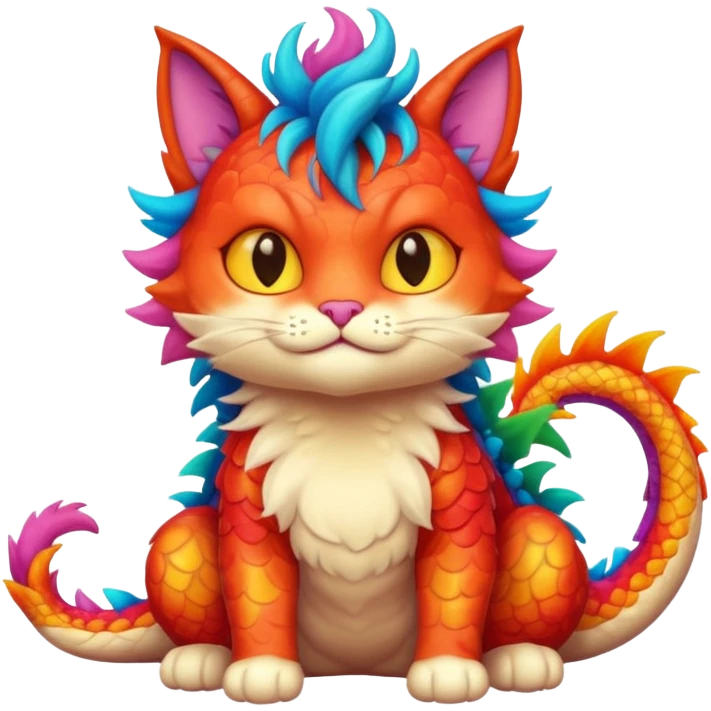 cria um emoji com um gato a abraçar um dragao emoji