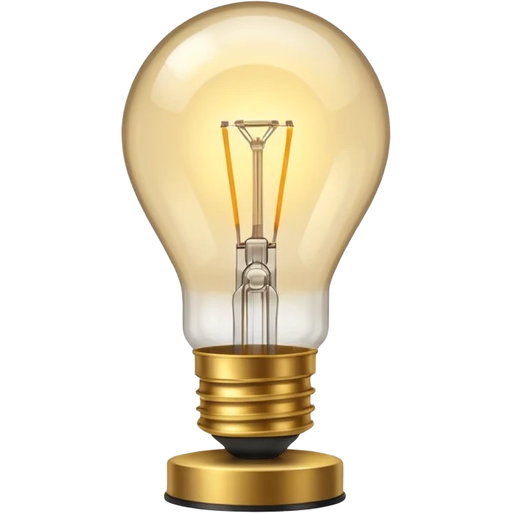 Standard incandescent light bulb with brass base and clear glass emoji