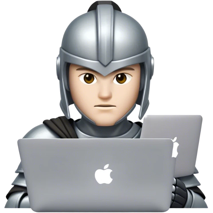 silver spartan with macbook emoji