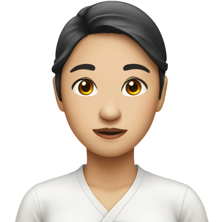 Asian girl wearing white shirt with hair spilt on both sides  emoji