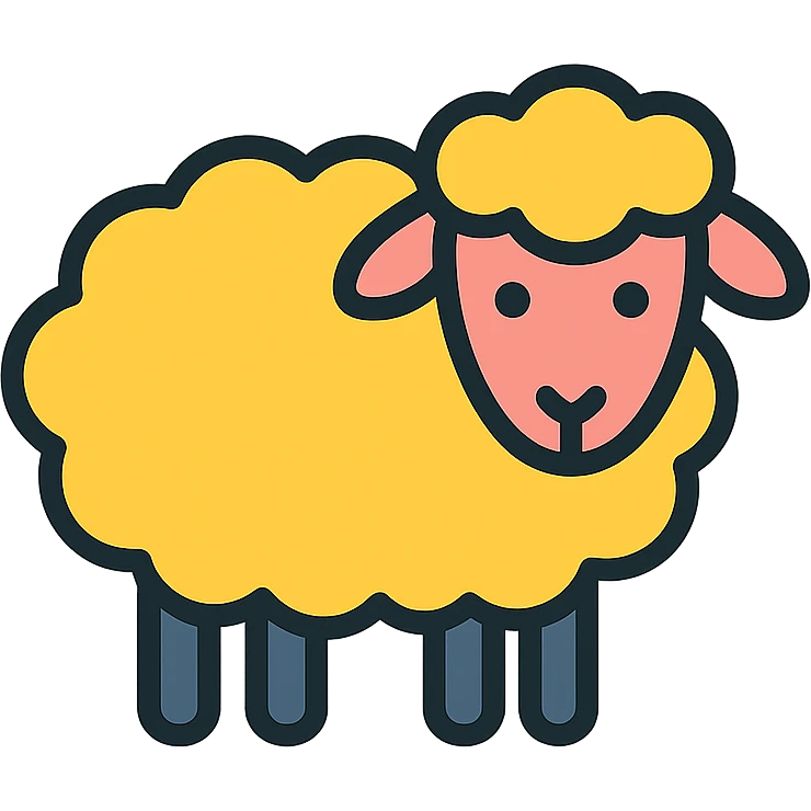 a simple sheep, color outline icon style emoji