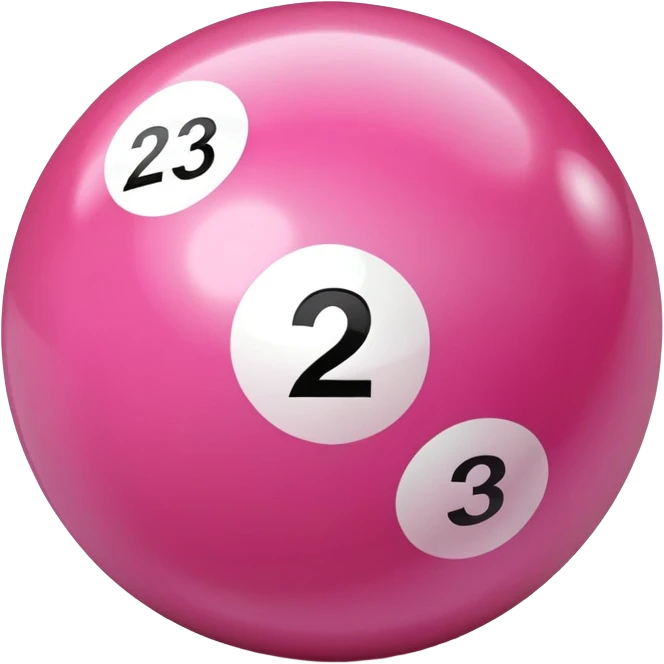pink billiard ball with the number 23 emoji