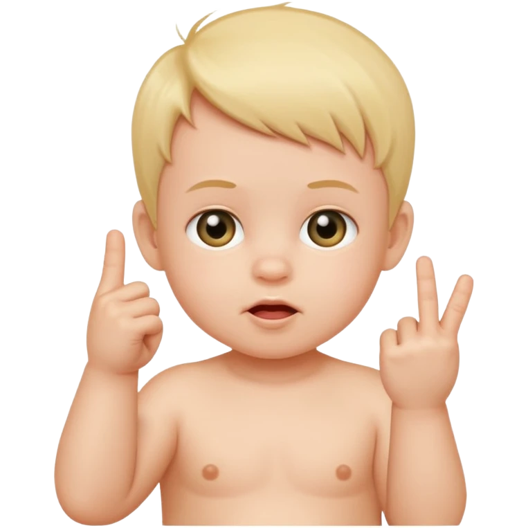 Baby putting up middle finger emoji
