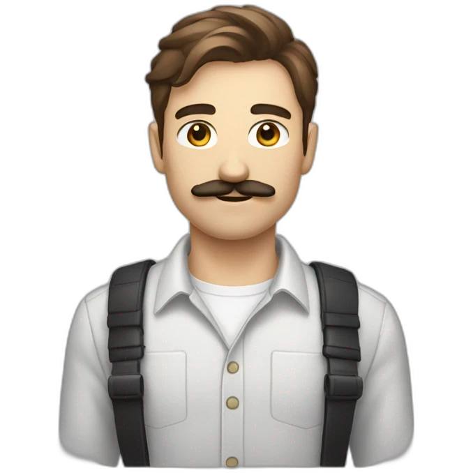 software developer with brown hair and black moustache emoji