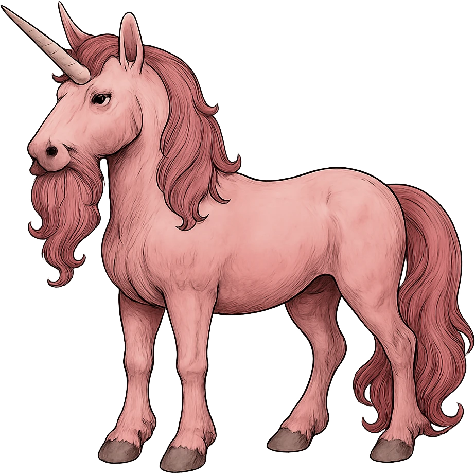 Bearded pink unicorn emoji