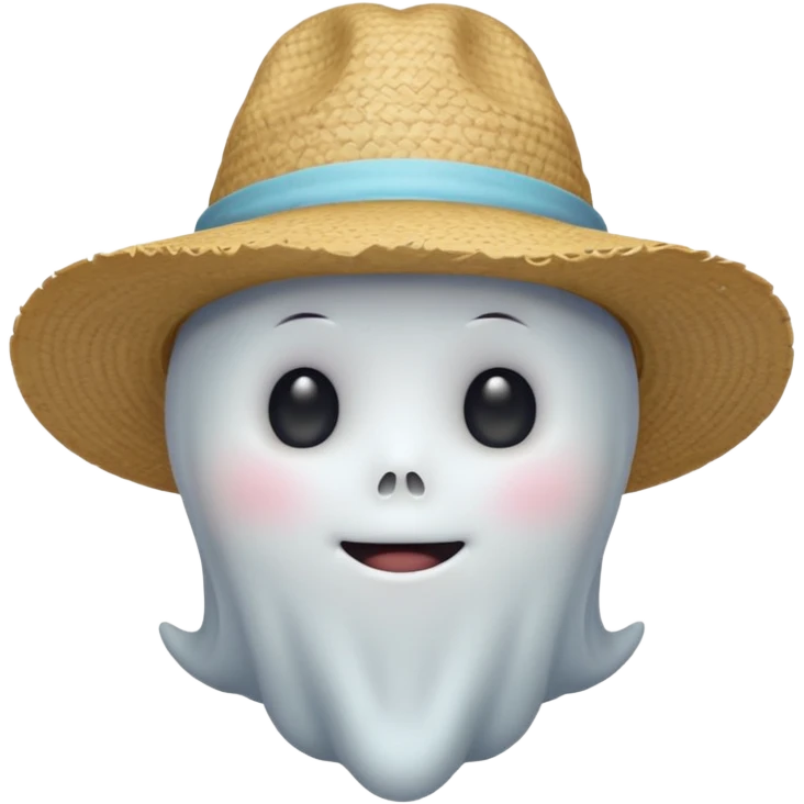 cute ghost farmer portrait, head and shoulders only, straw hat, round friendly face, soft pastel glow, harmless spirit vibe, 3D cartoon, mobile game icon style, clean background, no text, no watermark
 
 emoji