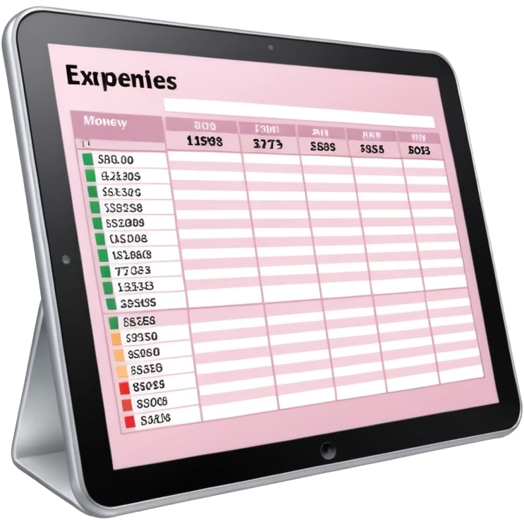 Light Pale Pink Expenses Money tracker Documents Excel Computer emoji