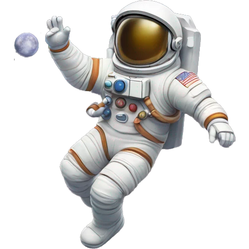 a little cartoony astronaut called astro jumping happily emoji