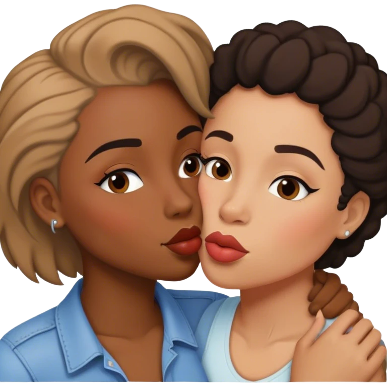 interracial couple kissing. both are women. one is butch and one is femme emoji