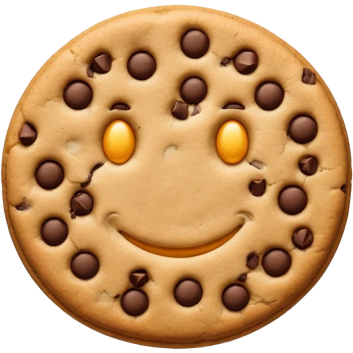 Emoji style chocolate chip cookie, clean lines, simple design emoji