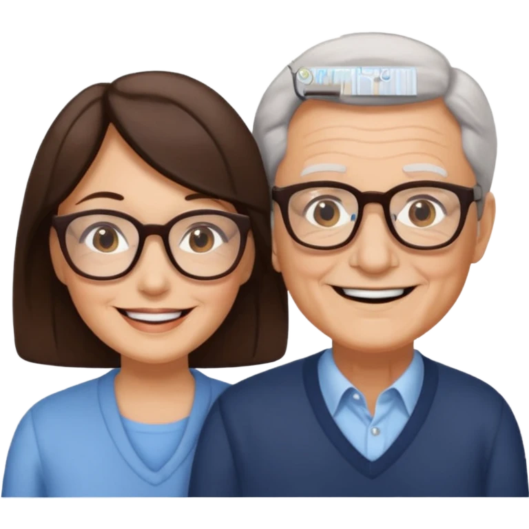  Older Couple with women brunettes emoji