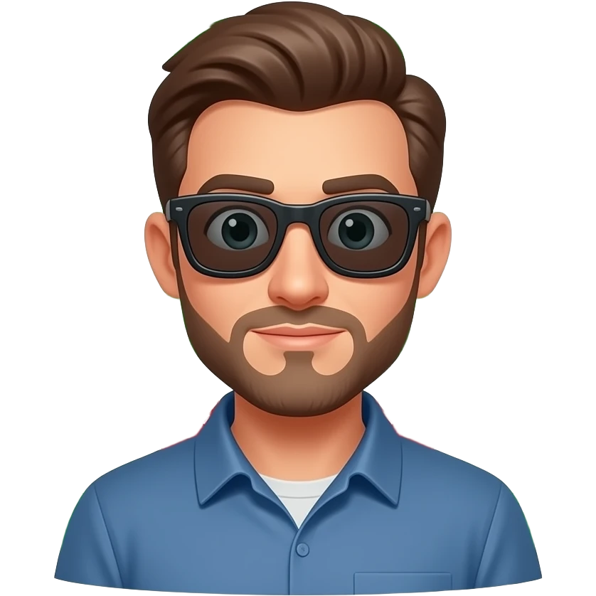 A informal man with sunglasses, glowing digital, symbols on the around, a floating Facebook logo, on the left shoulder, looking at viewer with curious. Text on below: 'What's your topic, lady?'. Shimmering red x and green check icons, full background emoji