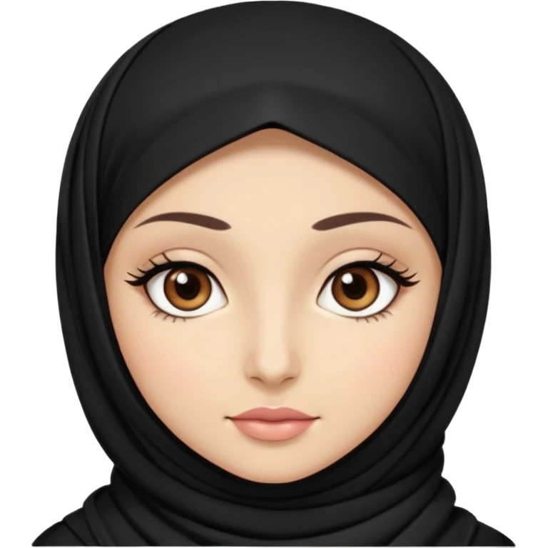 hijab with dark brown eyes and long lashes with and light  skin emoji
