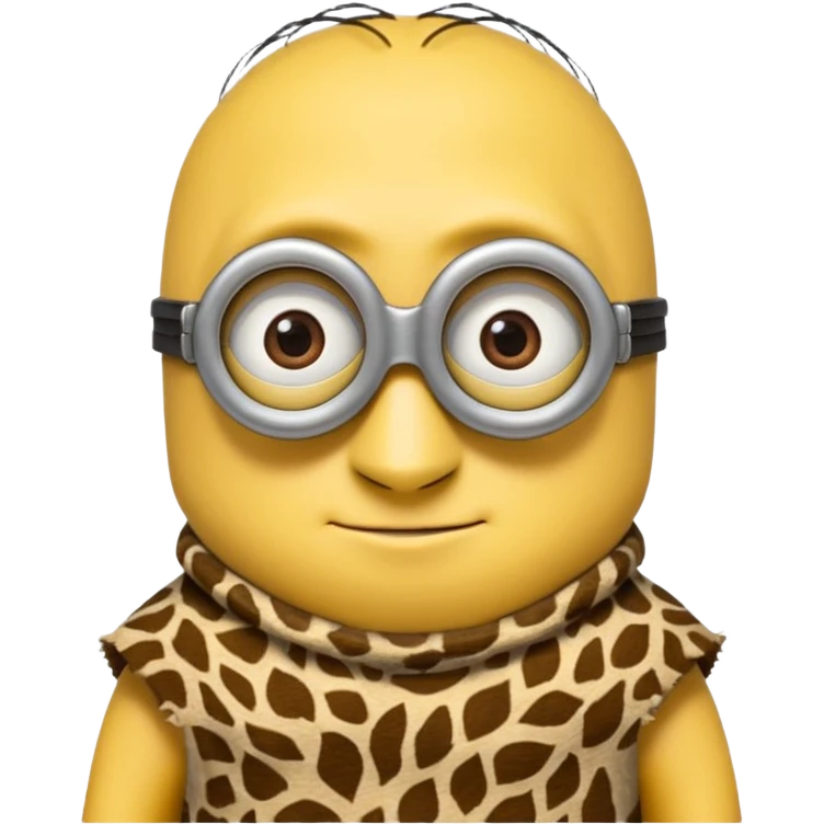 a minion wearing ancient animal skin cloth, half body, icon emoji