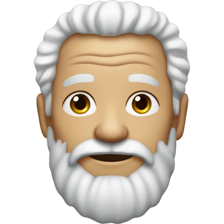 White curly hair, wrinkles, a full beard, elderly, brown-skinned emoji