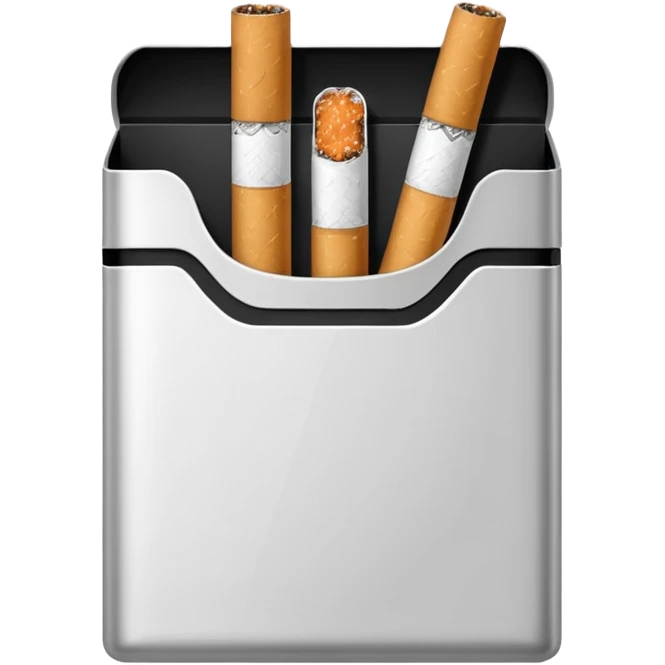 Minimalistic cigarette pack emoji, metallic black and white emoji