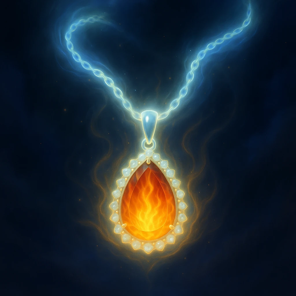 Make the necklace floating and ethereal, with a glowing aura emoji