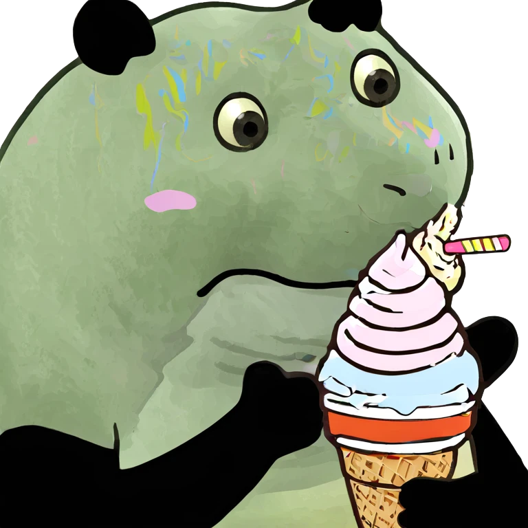 Panda eating ice cream emoji