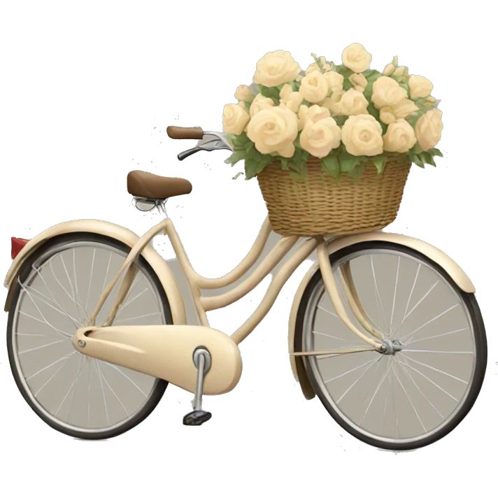 Vintage beige bike with a basket and flowers  emoji