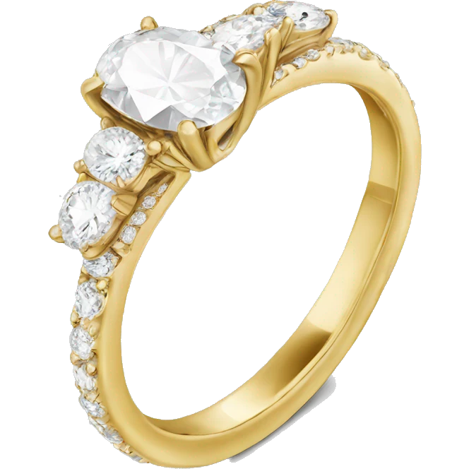 Oval diamond ring with gold and diamond band emoji