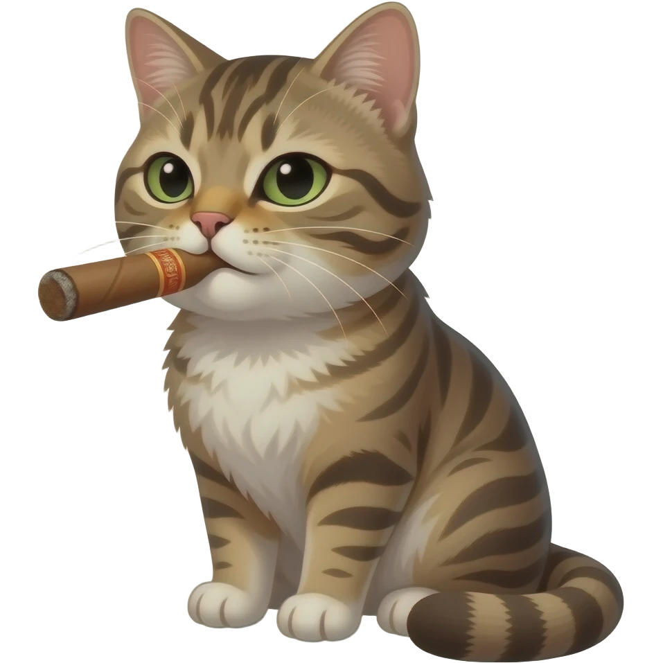 Cat seriosly smoke cigar emoji