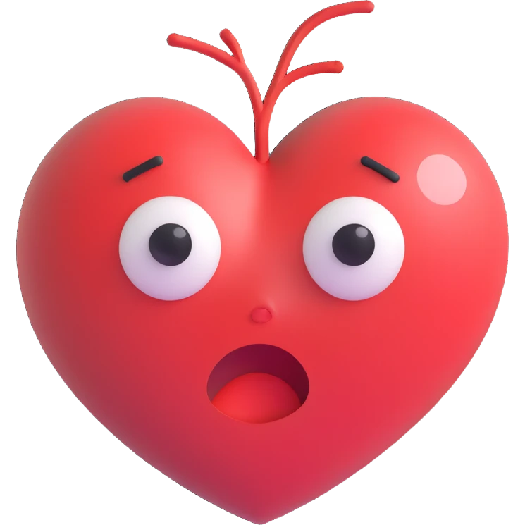 heart symbol showing stress with expressive lines, sweat drops, worried face emoji