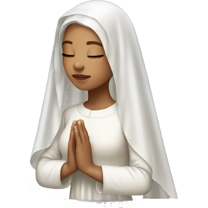 Light skin girl praying with white veil  emoji
