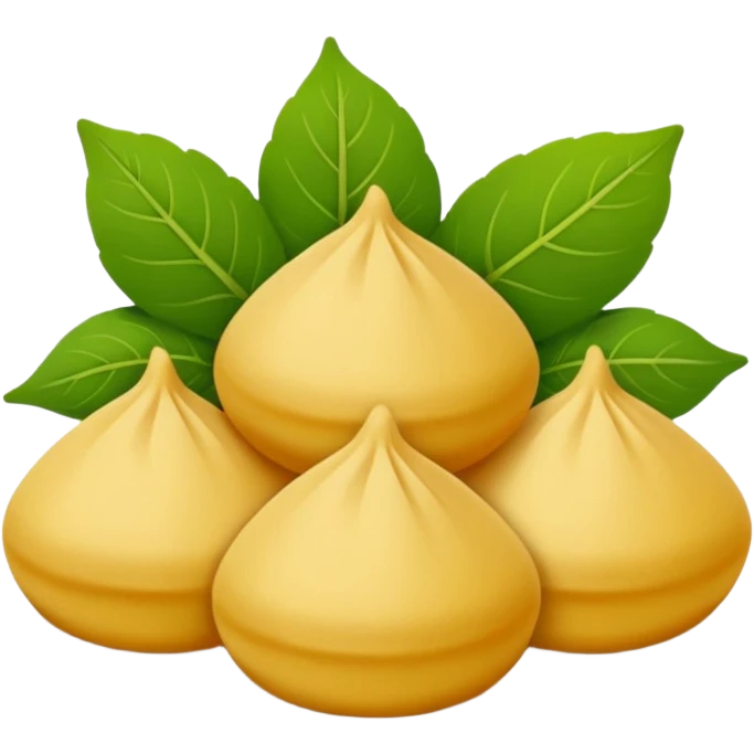 Georgian cuisine avatar in bright emoji-style illustration. Khinkali and herbs, rich golden and green colors, simple shapes, flat design, strong character. Without human emoji