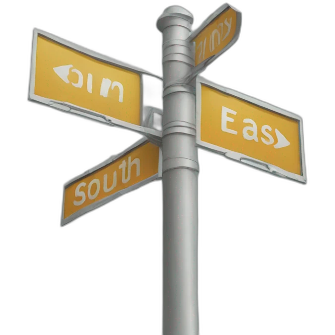 street sign with names on it like south east emoji